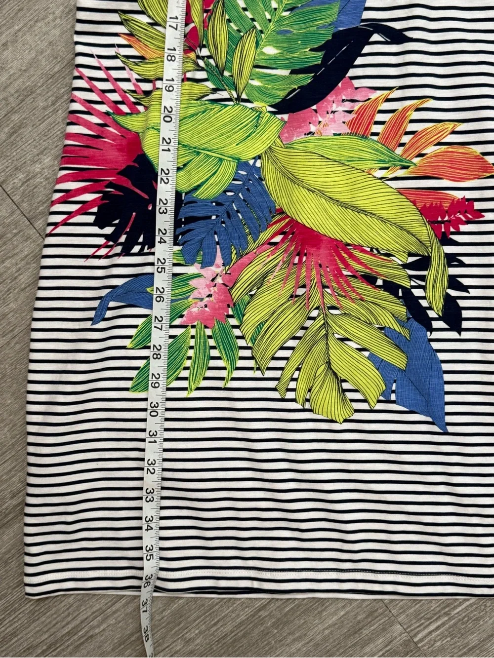 Tommy Bahama NWT Striped Tropical Floral T-Shirt Dress Medium Coastal Resort